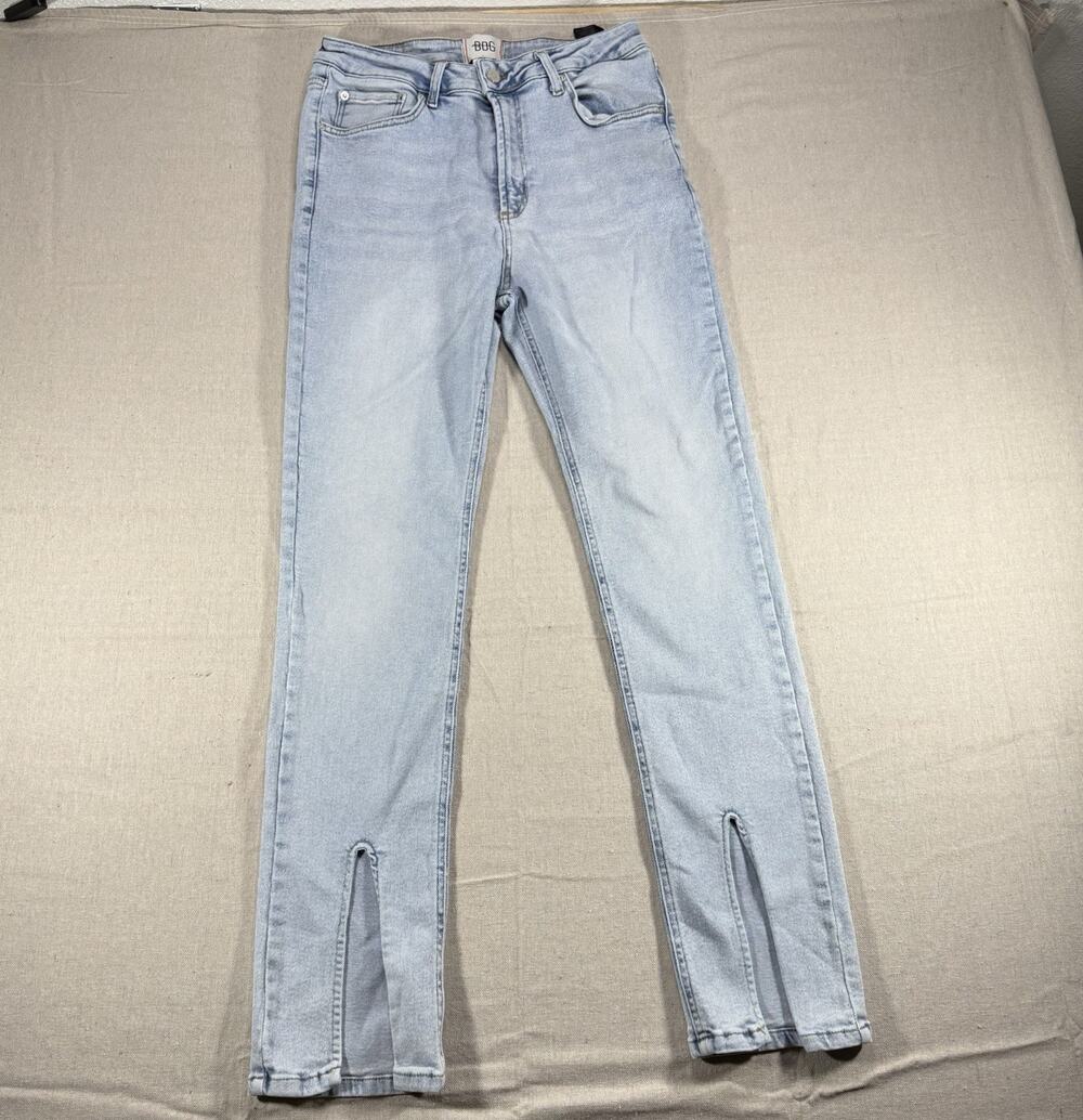 BDG Womens Jeans Size 31 High Rise Straight Leg Light Wash Denim Slit Hem Y2K
